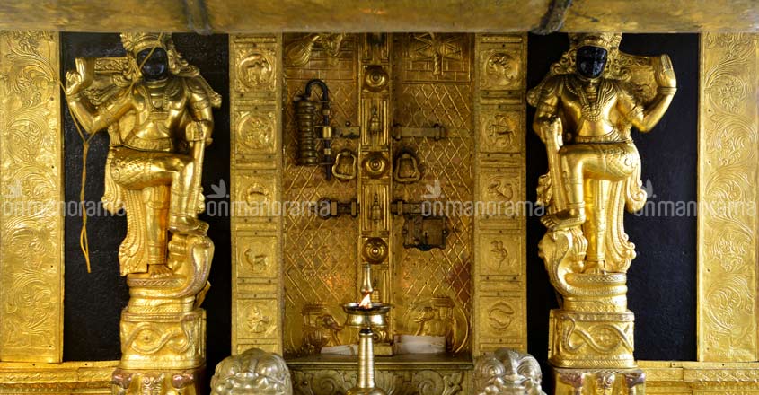 Gold covered doors of Sabarimala Sanctom sanctorum 